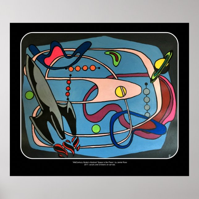 Pôster 'Espaço do Mod do Meio-Século é o Lugar' em uma pi (Frente)