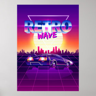 Poster Espaço em onda sintética: retrowave