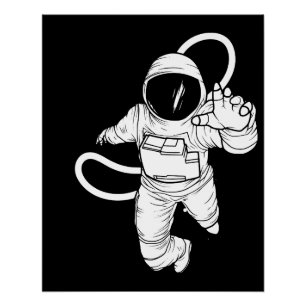 Pôster Espaço Exterior Vintage Astronauta Divertido