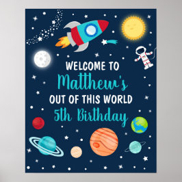 Poster Espaço Fora Deste Aniversário Mundial Bem-Vindo