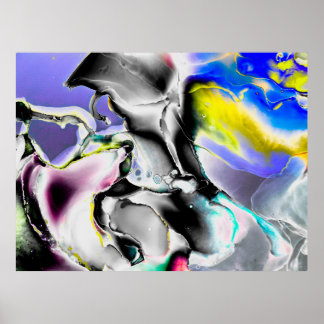 Poster Espaço. Fundo Branco brilhante. Tabuleiro de fumaç