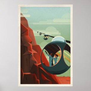 Poster Espaço Retro Vintage SpaceX Marte Olympus Mons