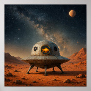Poster Espaçonave alienígena com piloto peixinho