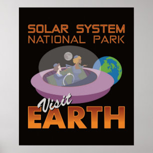 Poster Espaçonave Retro Voando Saucer Funny Space Viagem 