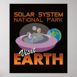 Poster Espaçonave Retro Voando Saucer Funny Space Viagem