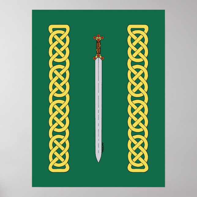 Pôster Espada Celta Antiga e Knotwork (Frente)