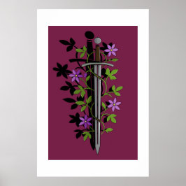 Poster Espada & Clematite – Lâmina Floral Medieval