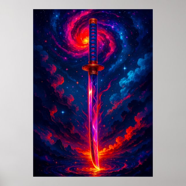Poster Espada Cósmica Katana com Fantasia Energética Galá (Frente)