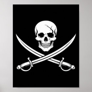 Poster Espada Cruzada de Caveira e Ossos Cruzados de Pira
