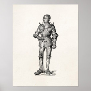 Pôster Espada de brilho da armadura do cavaleiro da