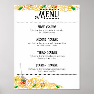 Poster espaghetti macarrão italiano cardápio de catering 