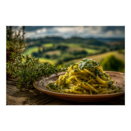Pôster Espaguete com Herbos Frescos
