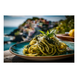 Pôster Espaguete com Lemon Basil Pesto - Terra Costeira