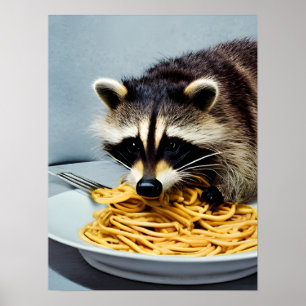 Poster Espaguete de Comida Raccoon