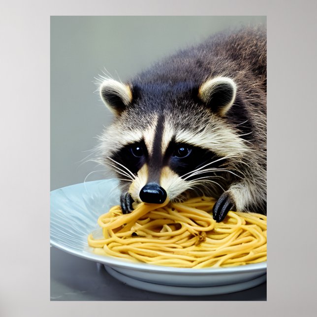 Poster Espaguete de Comida Raccoon (Frente)