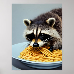 Poster Espaguete de Comida Raccoon