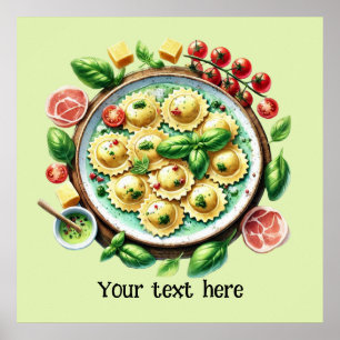 Poster Espaguete de macarrão-branco para macarrão-comida 