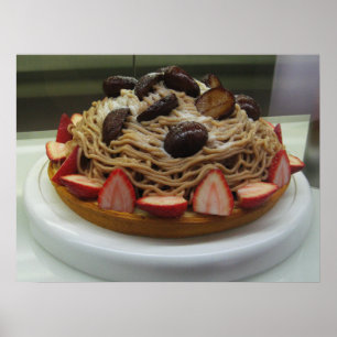 Pôster Espaguete japonês e bolo de morango