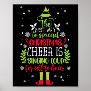 Poster Espalhar O Vosso Natal Está Cantando Alto Xmas Elf