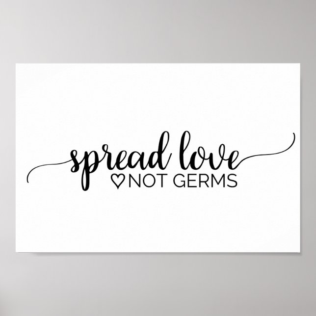 Poster Espalhe Amor Não Germes Simples Caligrafia Preta (Frente)