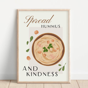 Poster Espalhe Hummus e Gentileza Decoração de Cozinha