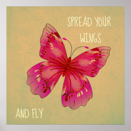 Poster Espalhe suas asas borboleta citando arte oriental