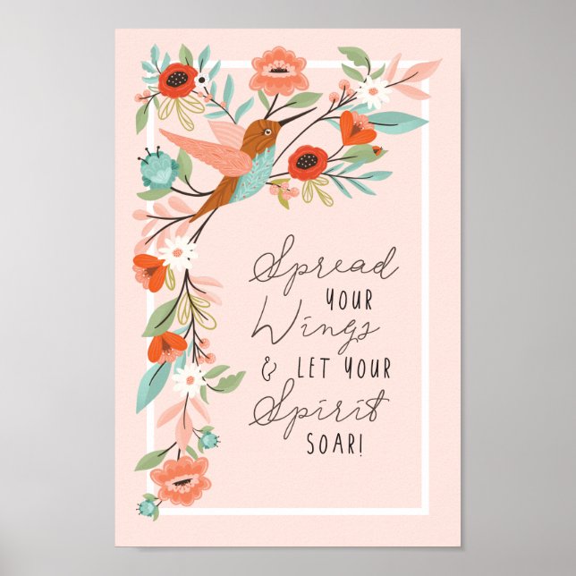 Poster Espalhe Suas Asas Deixe Seu Espírito Soar Hummingb (Frente)