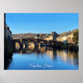 Poster Espalion cidade na região vulcânica da França