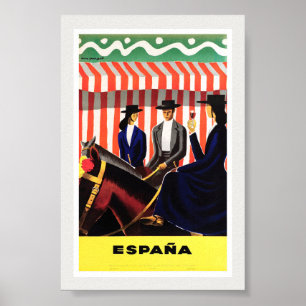 Poster Espana Espanha Cartaz de Viagem Vintage Restaurado