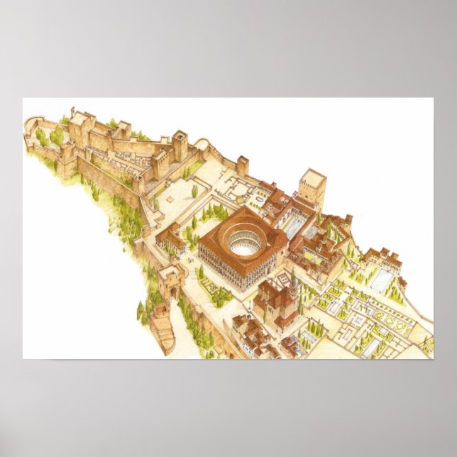 Poster Espanha Alhambra Granada. Castelo e palácios (Frente)