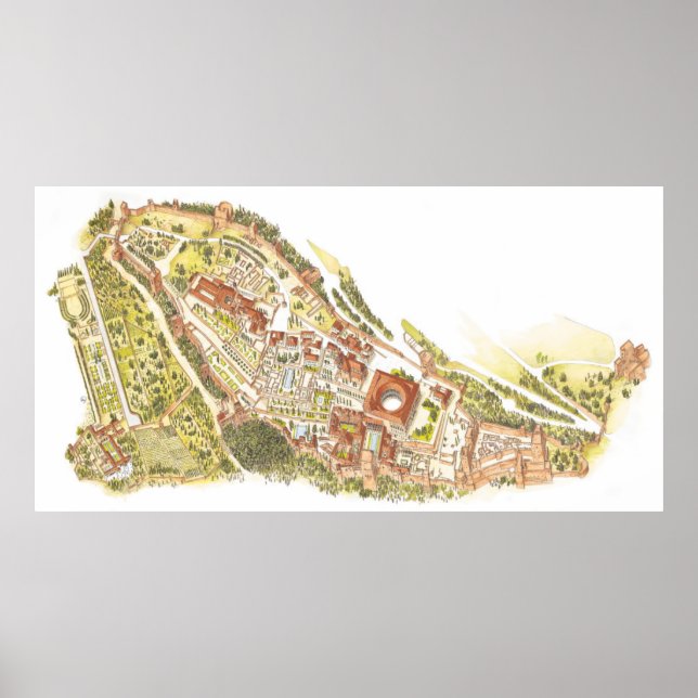 Pôster Espanha Alhambra Granada. Vista aérea (Frente)