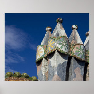 Pôster Espanha, Catalunha, Barcelona. Casa Batlló (1906).