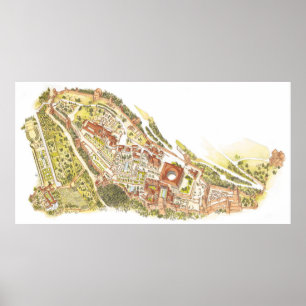 Pôster Espanha de Alhambra Granada. Vista aérea