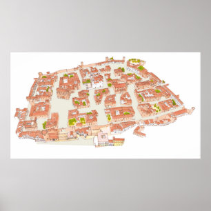 Poster Espanha de Caceres. Cidade medieval