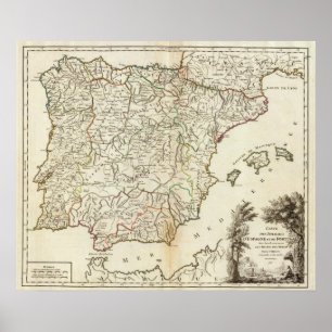 Pôster Espanha e estradas postais de Portugal