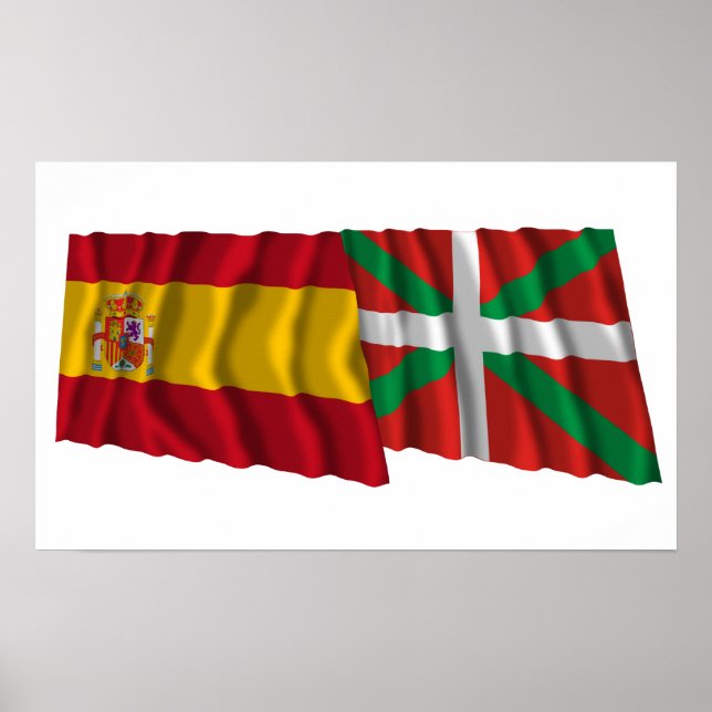 Pôster Espanha e País Vasco (Euskadi Basque) acenando ban (Frente)