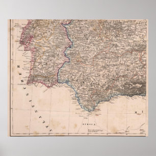 Pôster Espanha e Portugal do sudoeste