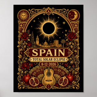 Poster Espanha Eclipse Total do Sol 2026 Sevilha 12 de ag