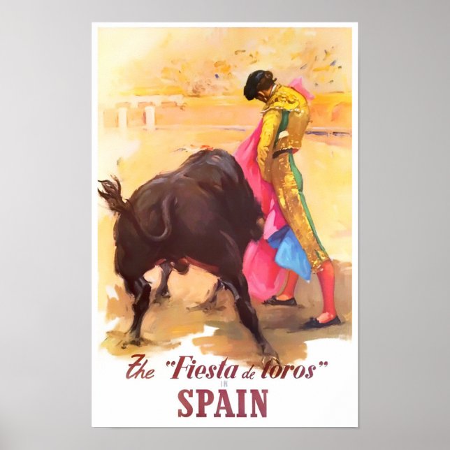 Poster Espanha Fiesta de Toros viagens vintage (Frente)