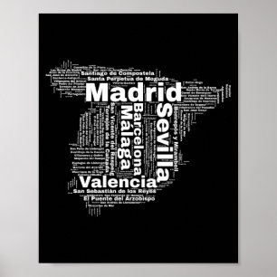 Poster espanha mapear nuvem de palavras com nomes de cida