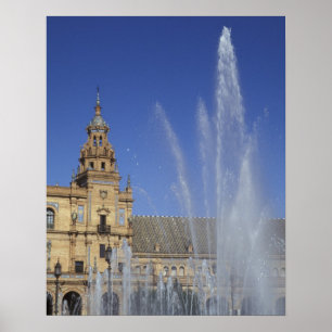 Pôster Espanha, Sevilha, Andaluzia Fonte e ornamentado