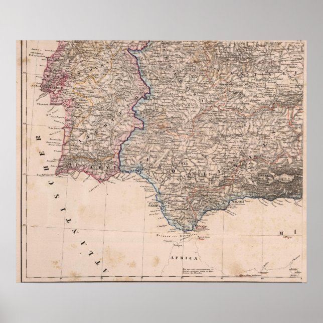 Pôster Espanha Sudoeste e Portugal (Frente)