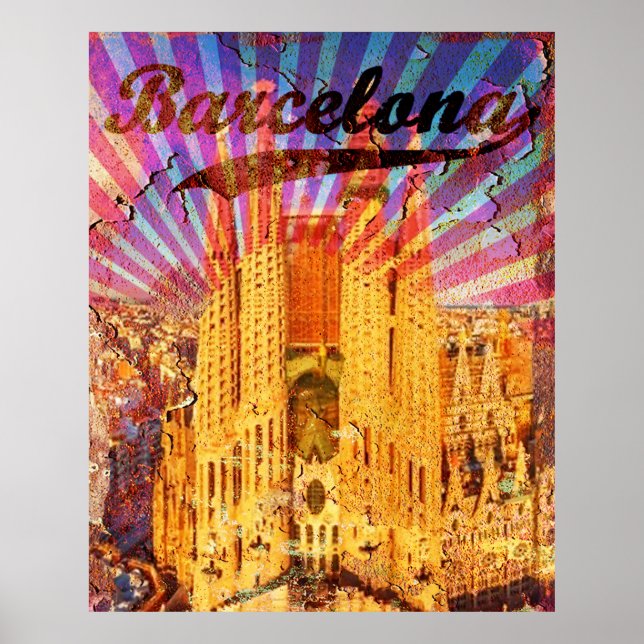 Poster Espanha Vintage Barcelona (Frente)