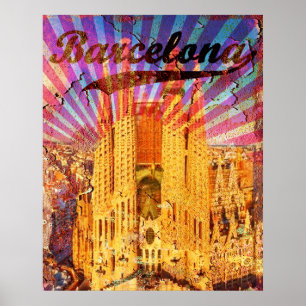 Poster Espanha Vintage Barcelona