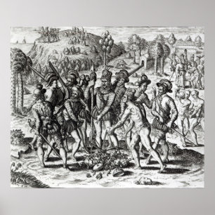 Pôster Espanhóis que recebem presentes dos indianos