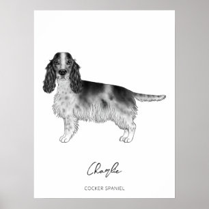 Poster Espanhol De Cocker Em Texto Preto E Branco E Perso