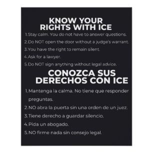 Pôster Espanhol e Inglês Conheça Seus Direitos ICE