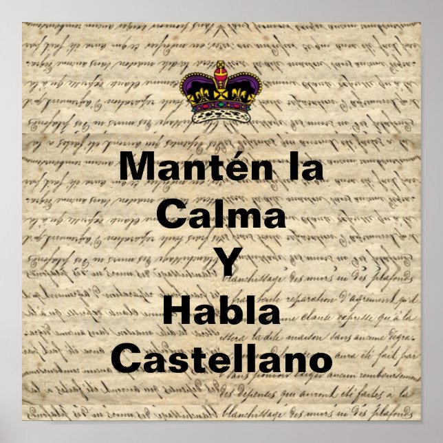 Pôster Espanhol engraçado mantém calma (Frente)