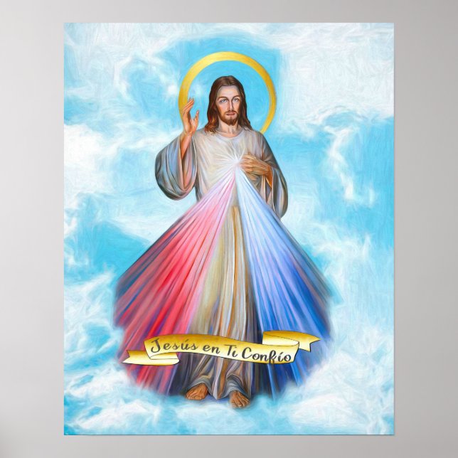 Poster Espanhol Jesus Divina Misericordia Cielo Azul (Frente)