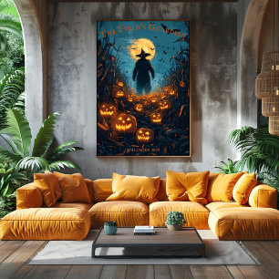 Poster Espantalho de Halloween com Jack-O'-Lanterns Lumin